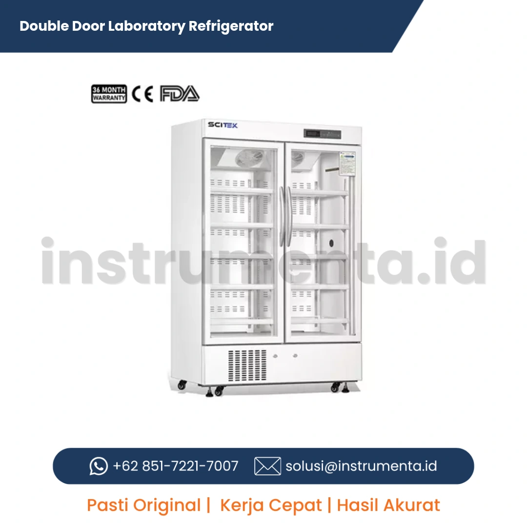 Laboratory Refrigerator Scitek Double Door Kulkas Laboratorium Medis Dua Pintu Kaca Presisi 2°C s/d 8°C Lemari Pendingin Farmasi Kapasitas Besar